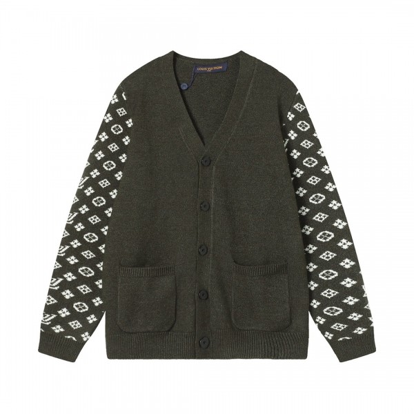 「#1588」SS23 new autumn product LOUIS VUITTON Monogram jacquard V-neck single-breasted long-sleeved knitted