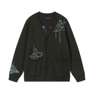 「#1587」SS23 new autumn Louis Vuitton solid color embroidered long-sleeved knitted cardigan