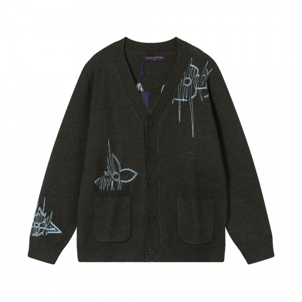 「#1587」SS23 new autumn Louis Vuitton solid color embroidered long-sleeved knitted cardigan