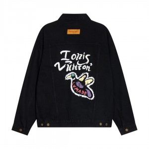 「#1599」Louis Vuitton "LV Back Duck Flying" printed denim jacket