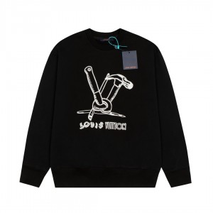 「#1614」Louis Vuitton 23ss hammer pattern embroidered round neck sweatshirt