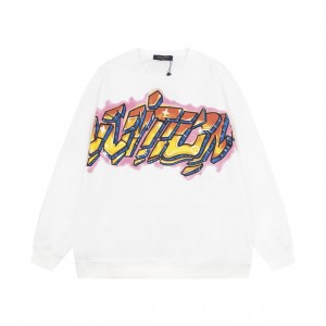 「#1624」Louis Vuitton Flame Graffiti Letters Couple Sweatshirt