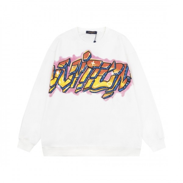 Louis Vuitton Flame Graffiti Letters Couple Sweatshirt