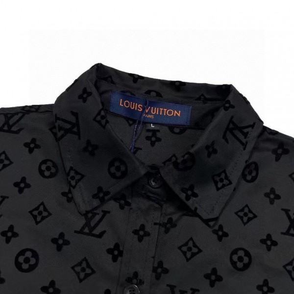Louis Vuitton jacquard all over print flocked shirt GS1021