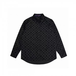 「#1625」Louis Vuitton jacquard all over print flocked shirt GS1021