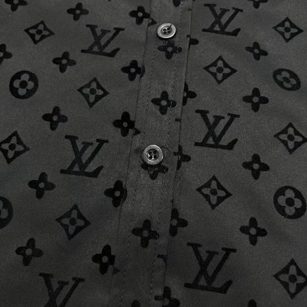 Louis Vuitton jacquard all over print flocked shirt GS1021