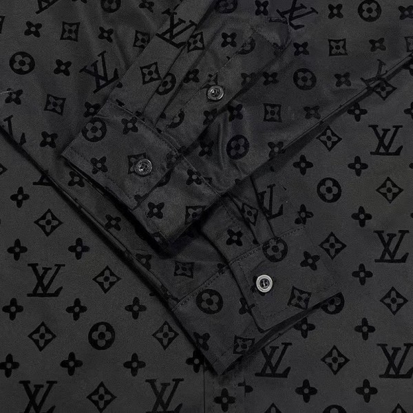 Louis Vuitton jacquard all over print flocked shirt GS1021