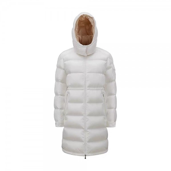 Moncler long wide down jacket for women-White