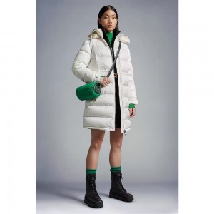 「#1691」Moncler long wide down jacket for women-White
