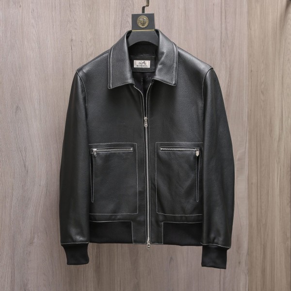 「#1731」Hermès Collector's style jacket in pebbled lambskin