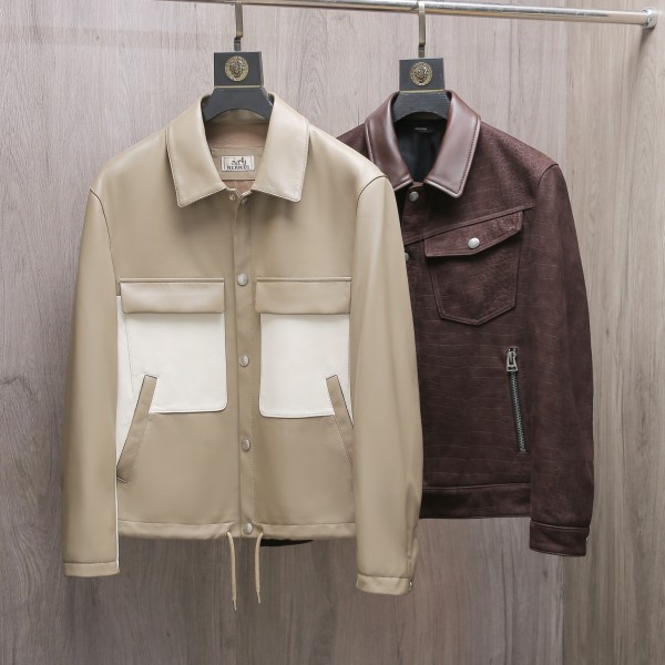 「#1734」Hermès Collector's style jacket in pebbled lambskin