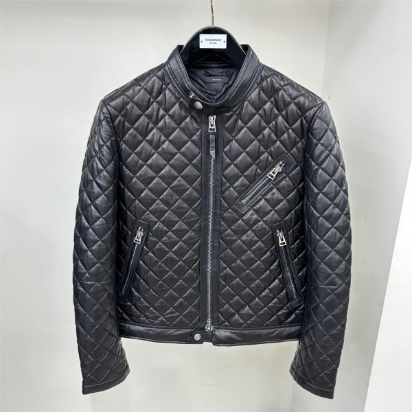 「#1769」Tom Ford 23 catwalk style slim stand collar leather jacket