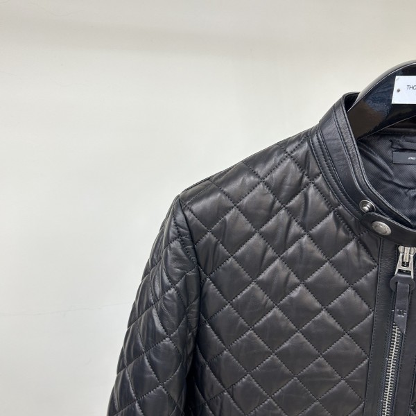 Tom Ford 23 catwalk style slim stand collar leather jacket