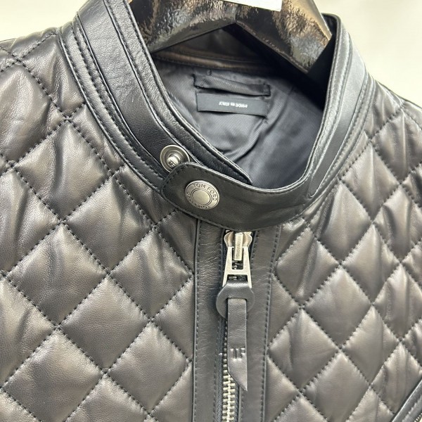 Tom Ford 23 catwalk style slim stand collar leather jacket