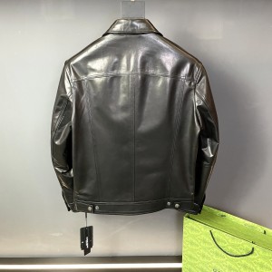 「#1774」Tom Ford Sheepskin lapel leather jacket