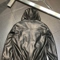「#1779」Zegna hooded leather jacket