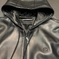 「#1779」Zegna hooded leather jacket