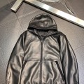 「#1779」Zegna hooded leather jacket