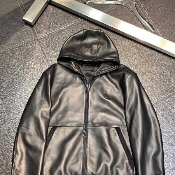 Zegna hooded leather jacket