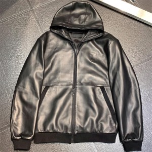 「#1779」Zegna hooded leather jacket