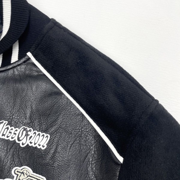 Louis Vuitton Baseball blouson jacket with sheepskin body and wool sleeves