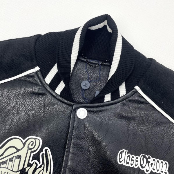 Louis Vuitton Baseball blouson jacket with sheepskin body and wool sleeves