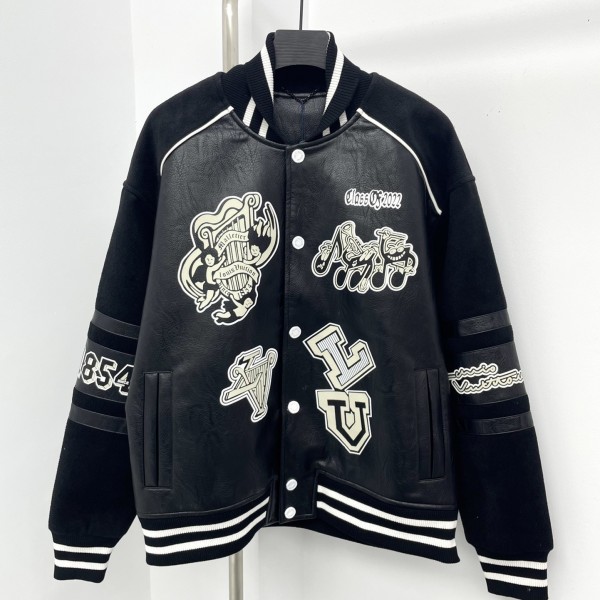 「#1811」Louis Vuitton Baseball blouson jacket with sheepskin body and wool sleeves