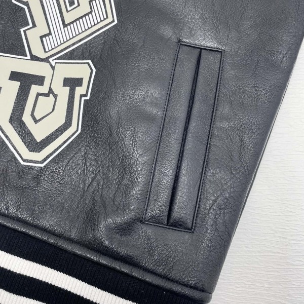 Louis Vuitton Baseball blouson jacket with sheepskin body and wool sleeves