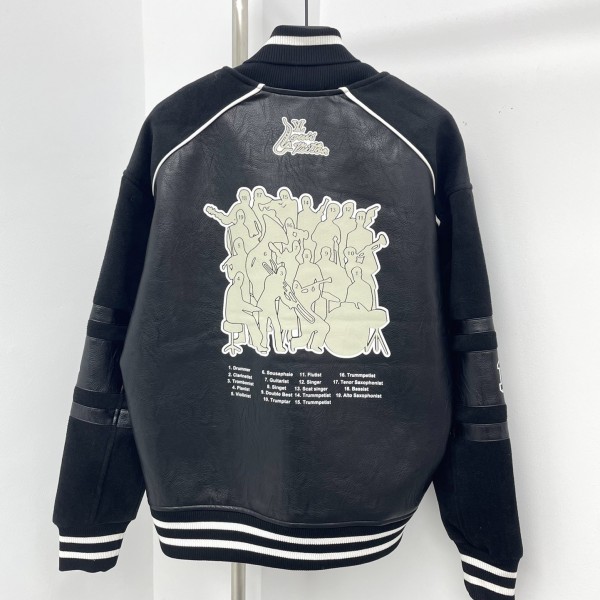 Louis Vuitton Baseball blouson jacket with sheepskin body and wool sleeves