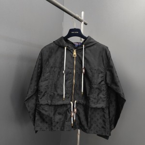 「#1813」Louis Vuitton Jacquard presbyopic fabric belted women's hoodie jacket