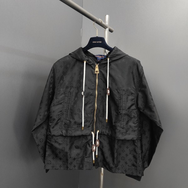 「#1813」Louis Vuitton Jacquard presbyopic fabric belted women's hoodie jacket