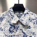 「#1872」Louis Vuitton Floral jacquard fringed denim jacket