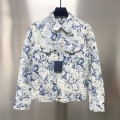 「#1872」Louis Vuitton Floral jacquard fringed denim jacket