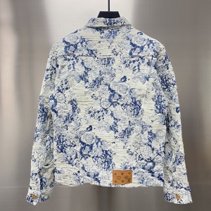 「#1872」Louis Vuitton Floral jacquard fringed denim jacket