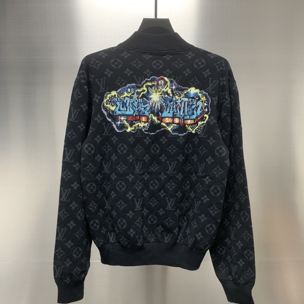 Louis Vuitton graffiti jacquard knit zipped jacket