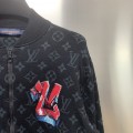 「#1873」Louis Vuitton graffiti jacquard knit zipped jacket