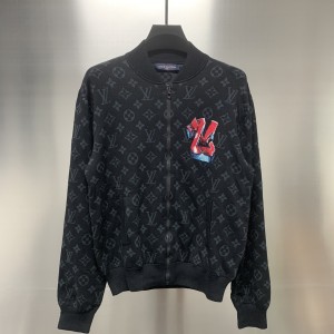 「#1873」Louis Vuitton graffiti jacquard knit zipped jacket