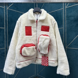 「#1880」Louis Vuitton Multi-pocket plush leather jacket