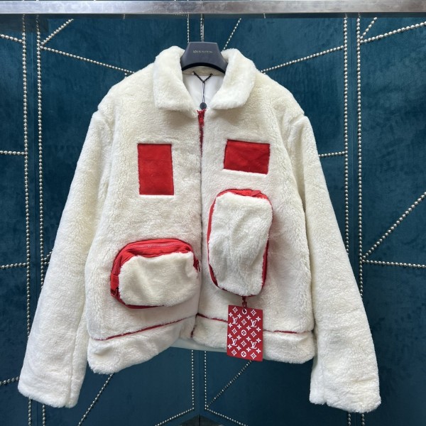 「#1880」Louis Vuitton Multi-pocket plush leather jacket