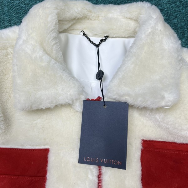 Louis Vuitton Multi-pocket plush leather jacket