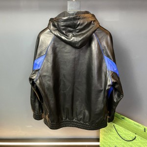 「#1908」Balenciaga 2023 Hooded Leather Jacket