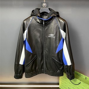 「#1908」Balenciaga 2023 Hooded Leather Jacket