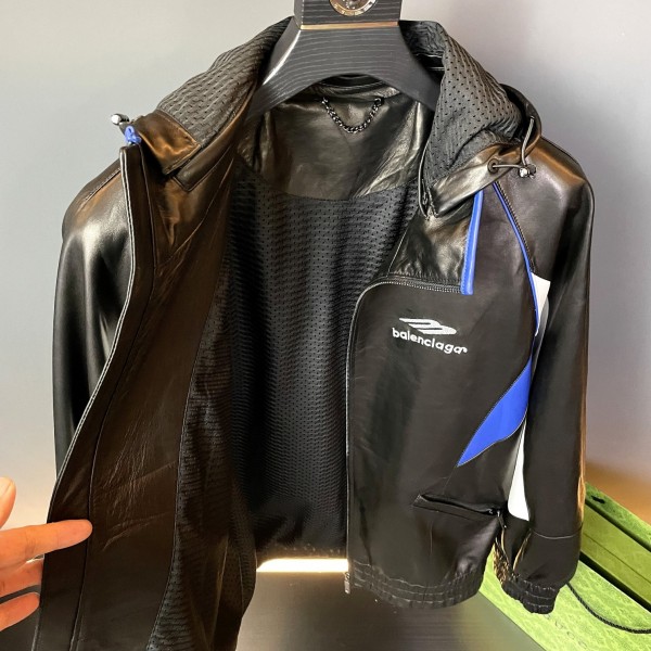 Balenciaga 2023 Hooded Leather Jacket