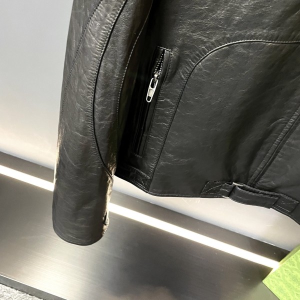 Balenciaga Paris catwalk style biker leather jacket