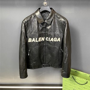 「#1910」Balenciaga Paris catwalk style biker leather jacket