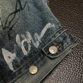 「#1913」Balenciaga Lapel graffiti denim jacket