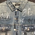「#1913」Balenciaga Lapel graffiti denim jacket