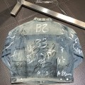 「#1913」Balenciaga Lapel graffiti denim jacket