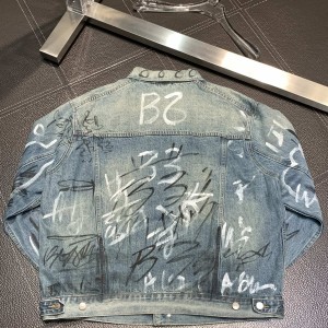 「#1913」Balenciaga Lapel graffiti denim jacket