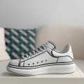 「#487」Alexander McQueen MQ White hand-painted Sneakers
